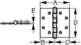 Sea-Dog Line - Butt Hinge with Bearings Commercial Pattern - Investment Cast 316 Stainless - 1/4" Fastener - 205244