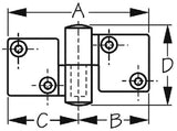 Sea-Dog Line - Take-Apart Hinge (Left) - Investment Cast 316 Stainless Steel - #10 Fastener - 3-1/2" x 2" - 2052701