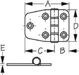 Sea-Dog Line - Shortside Door Hinge - Cast 316 Stainless Steel - #10 FH Fastener - 2-7/8" x 1-1/2" - 2053201