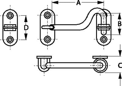 Sea-Dog Line - Door Hook - Stainless Steel - 2-1/2" - with Staples - 2212061