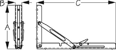 Sea-Dog Line - (2) Heavy-Duty Folding Table Support Brackets 500 lb Load Limit #12 Fastener - 2213551