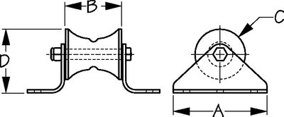 Sea-Dog Line - Large Platform Bow Roller 1-1/2" Max Rope Diameter 3/8" Bolt Fastener - 328076