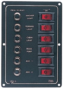 Sea-Dog Line - Aluminum 6 Circuit Breaker Panel 6-1/2" x 4-1/2" Stamped Anodized Aluminum - 4228001