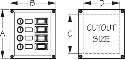 Sea-Dog Line - 4-Gang Vertical Rocker Switch Panel - 4240101