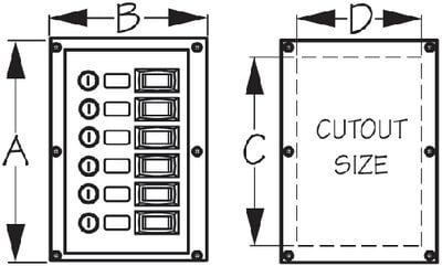 Sea-Dog Line - 6-Gang Vertical Rocker Switch Panel - 4241101