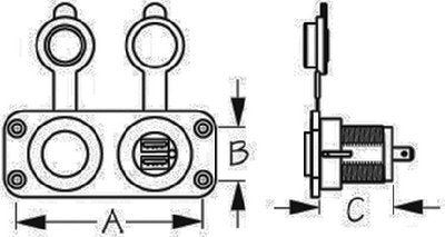 Sea-Dog Line - Double USB 12V to 24V Input & Power Socket Panel Includes Screws & Connectors - 4265051