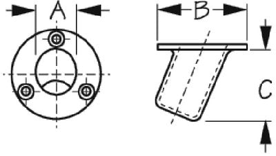 Sea-Dog Line - Flush Mount 25 Degree Flag Pole Socket #12 Fastener Investment Cast 316 Stainless - 4917131