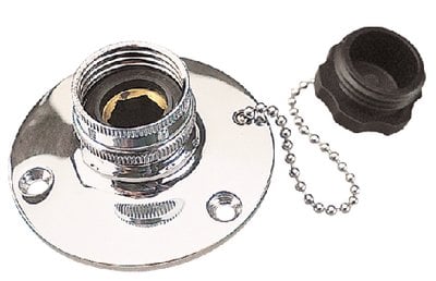 Sea-Dog Line - Fresh Water Inlet #8 Fastener Brass Chrome Plated Includes Cap & Chain - 5121101