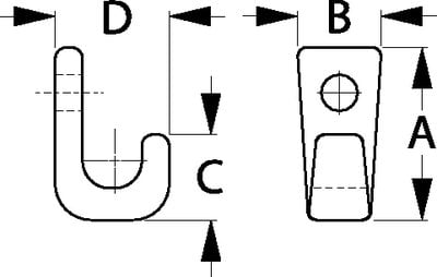 Sea-Dog Line - LASHING HOOK - 1-HOLE - BLACK - 5-PACK - 6714251