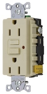 Hubbell - GFCI Duplex Receptacle w/Cover Plate, Ivory - GFRST52MI