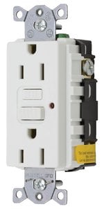 Hubbell - GFCI Duplex Receptacle w/Cover Plate, White - GFRST52MW