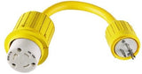 Hubbell - Yellow Watertight 30A 125V Locking Female to 15A 125V Straight Blade Male Adapter - HBL104