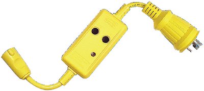 Hubbell - Yellow Watertight 30A Twist Lock to 15A Straight Blade Adapter with GFCI 30 - HBL105GF