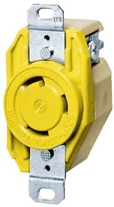 Hubbell - Yellow 30A 125V Twist Lock Heat Resistant Rynite Body Single Receptacle - HBL26CM10