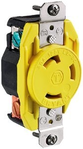 Hubbell - Yellow 30A 125V Locking Receptacle - HBL305CRR