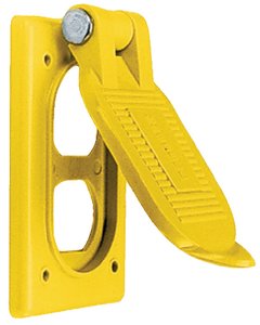 Hubbell - Yellow Spring Loaded Polycarbonate Lift Cover Plate for Weatherproofing Duplex Receptacles - HBL52CM21