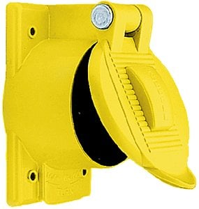 Hubbell - Yellow Valox Carbonate Lift Cover Plate for Weatherproofing 50A Receptacles - HBL77CM74WO