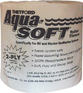 Thetford - AQUA SOFT SINGLE ROLL2 PLY,TWO PLY AQUA SOFT TOILET TISSUE - 24033