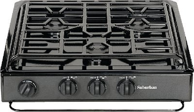 Suburban Mfg - BLK SEALED 3 BURNER PIEZO IGN,3 BURNER SLIDE-IN COOKTOP (SUBURBAN) - 3131A