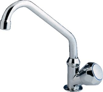 Scandvik - Standard Cold Water Tap With Double Bend Swivel Spout - Standard Knob - 10169P