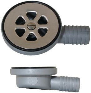 Scandvik - Cockpit or Shower Drain - Fits 2-1/16" Drain Hole With a 1" Hose Barb Outlet - 10307P