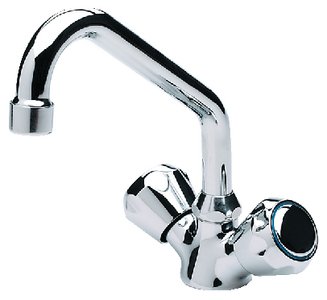 Scandvik - Galley Mixer Faucet With Swivel Spout - Chrome Plated Brass - Standard Knob - 10422