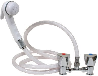 Scandvik - Euro Shower Kit, White Sprayer With White Hose and Triangle Knobs - 14117