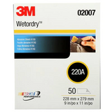 3M - Wetordry Abrasive Sheet 413Q - 220 Grit - 9 inch x 11 inch - 50 Pack - 02007