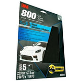 3M - Wetordry Sandpaper - 800 Grit - 9 inch x 11 inch - 5 Pack - 32035