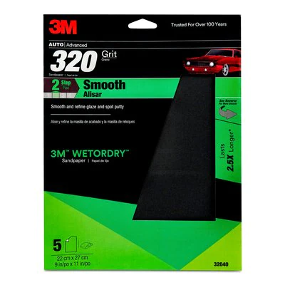 3M MARINE - IMPERIAL WET OR DRY PAPER SHEETS - 320 Grit - 9 inch x 11 inch - 5 per pack - 32040