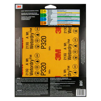 3M MARINE - IMPERIAL WET OR DRY PAPER SHEETS - 320 Grit - 9 inch x 11 inch - 5 per pack - 32040