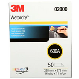 3M - Wetordry Abrasive Sheet 413Q - 600 Grit - 9 inch x 11 inch - 50 Pack - 02000