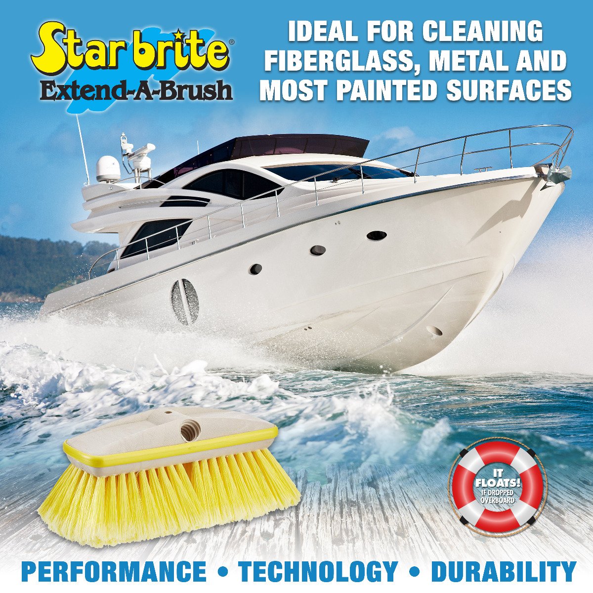 Starbrite - Soft Premium Wash Brush With Bumper (Yellow) - 8" - 40161