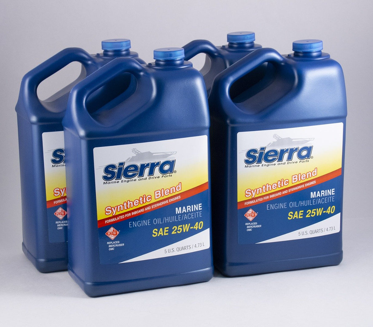 Sierra - 25W-40 FC-W Synthetic Blend 4 Stroke Inboard/Sterndrive Engine Oil - 5 Quart - 4 Pack - 1894404