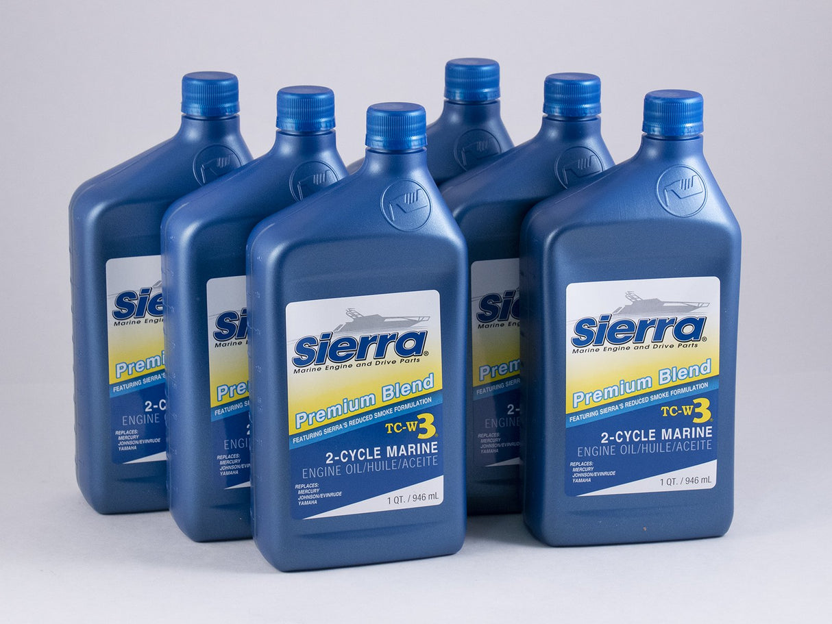 Sierra - Blue Premium TC-W3 2 Stroke Marine Engine Oil - 32 oz. - 6 Pack - 1895002