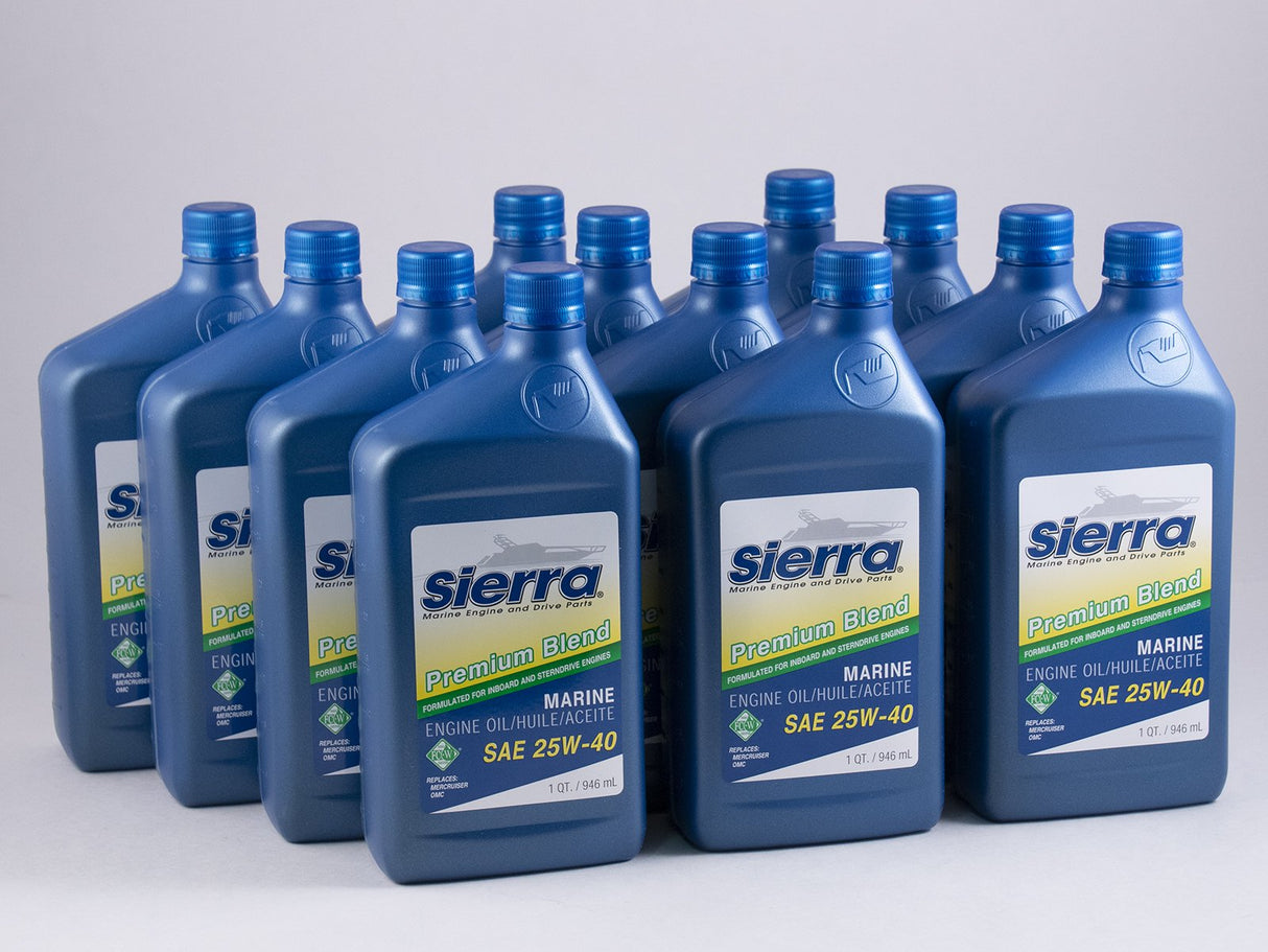 Sierra - SAE 25W-40 FC-W 4 Stroke Marine Engine Oil - Quart - 12 Pack - 94002