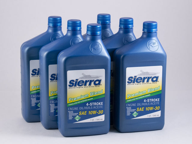 Sierra - SAE 10W-30 FC-W 4 Stroke Outboard Marine Engine Oil - Quart - 6 Pack - 94202