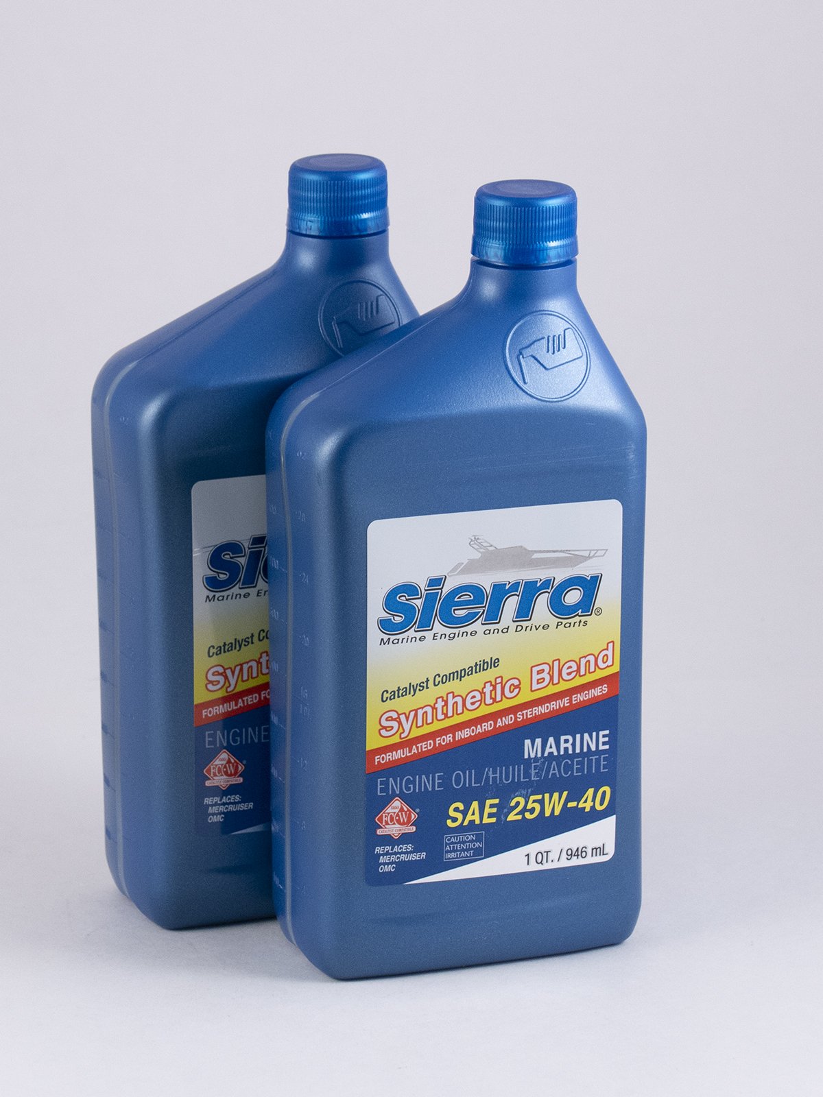 Sierra - 25W-40 FC-W Synthetic Blend 4 Stroke Inboard-Sterndrive Engine Oil - Quart - 2 Pack - 9440CAT2