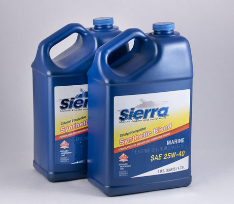 Sierra - 25W-40 FC-W Synthetic Blend 4 Stroke Inboard-Sterndrive Engine Oil - 5 Quart - 2 Pack - 9440CAT4