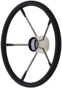 Seachoice - 15" Stainless Steel Destroyer Wheel With Permanent Foam Grip & Black Center Cap - 28581