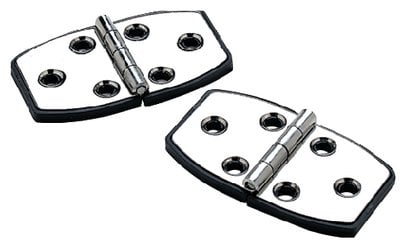 Sea Choice - Polished Stainless Steel Utility Hinges with Black Nylon Base Plate - 27/8" x 11/2" - 2-Pack - 34151