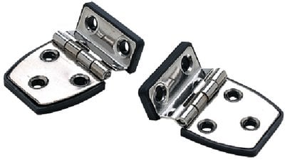 Sea Choice - Polished Stainless Steel Offset Short Side Hinges with Black Nylon Base Plate - 21/4" x 11/2" - 2-Pack - 34471