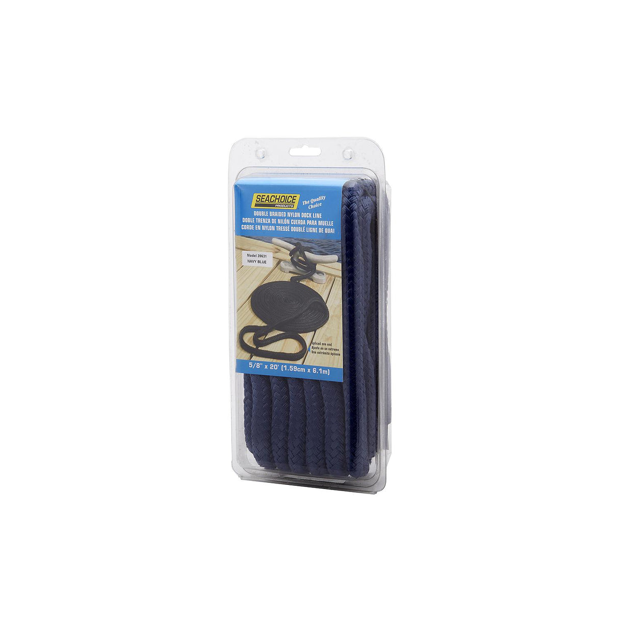 Seachoice - Double Braid Nylon Dock Line | Navy | 5/8" x 20' | 39631