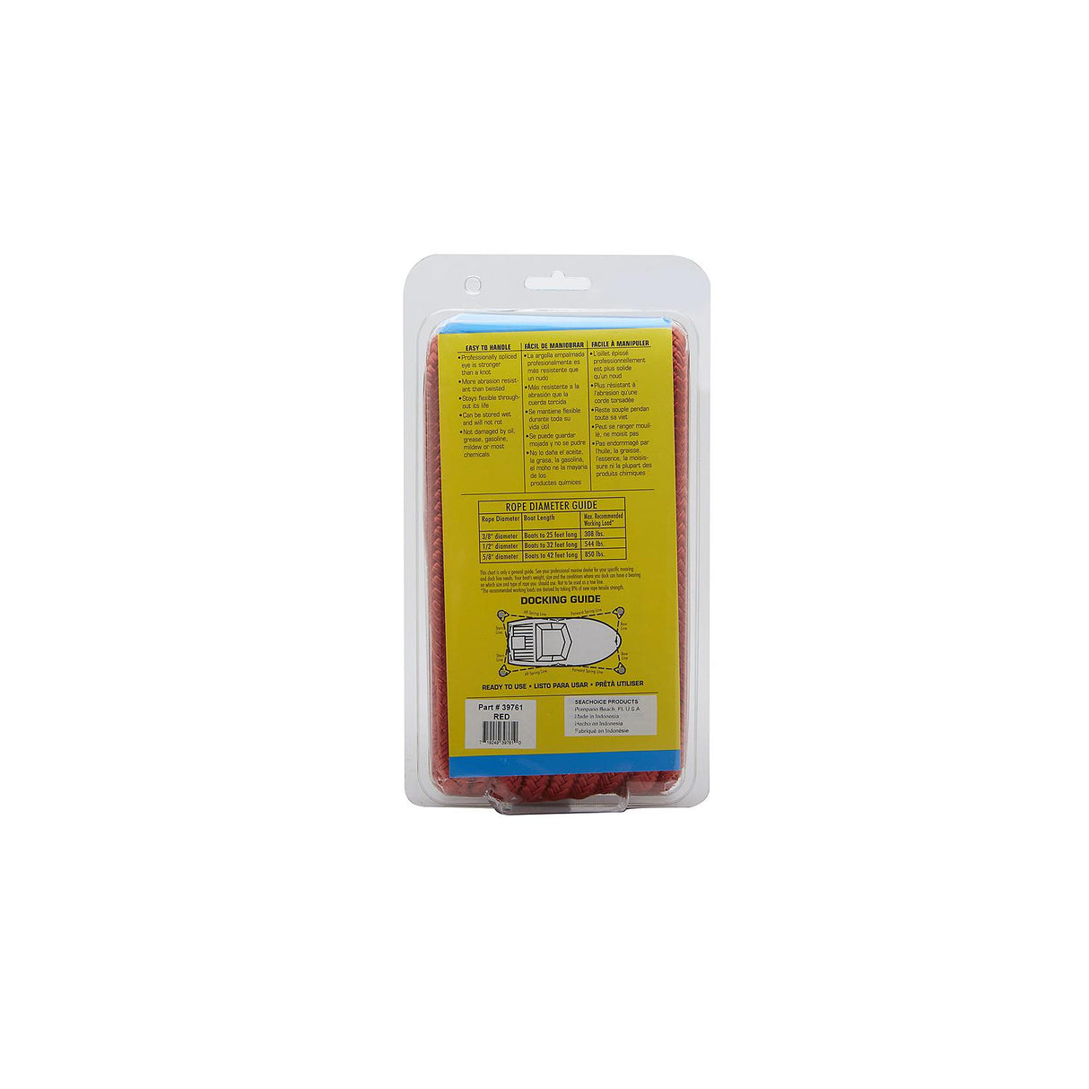 Seachoice - Double Braid Nylon Dock Line | Red | 1/2" x 25' | 39761