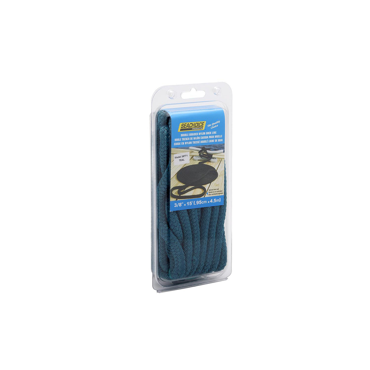 Seachoice - Double Braid Nylon Dock Line | Teal | 3/8" x 15' | 39771