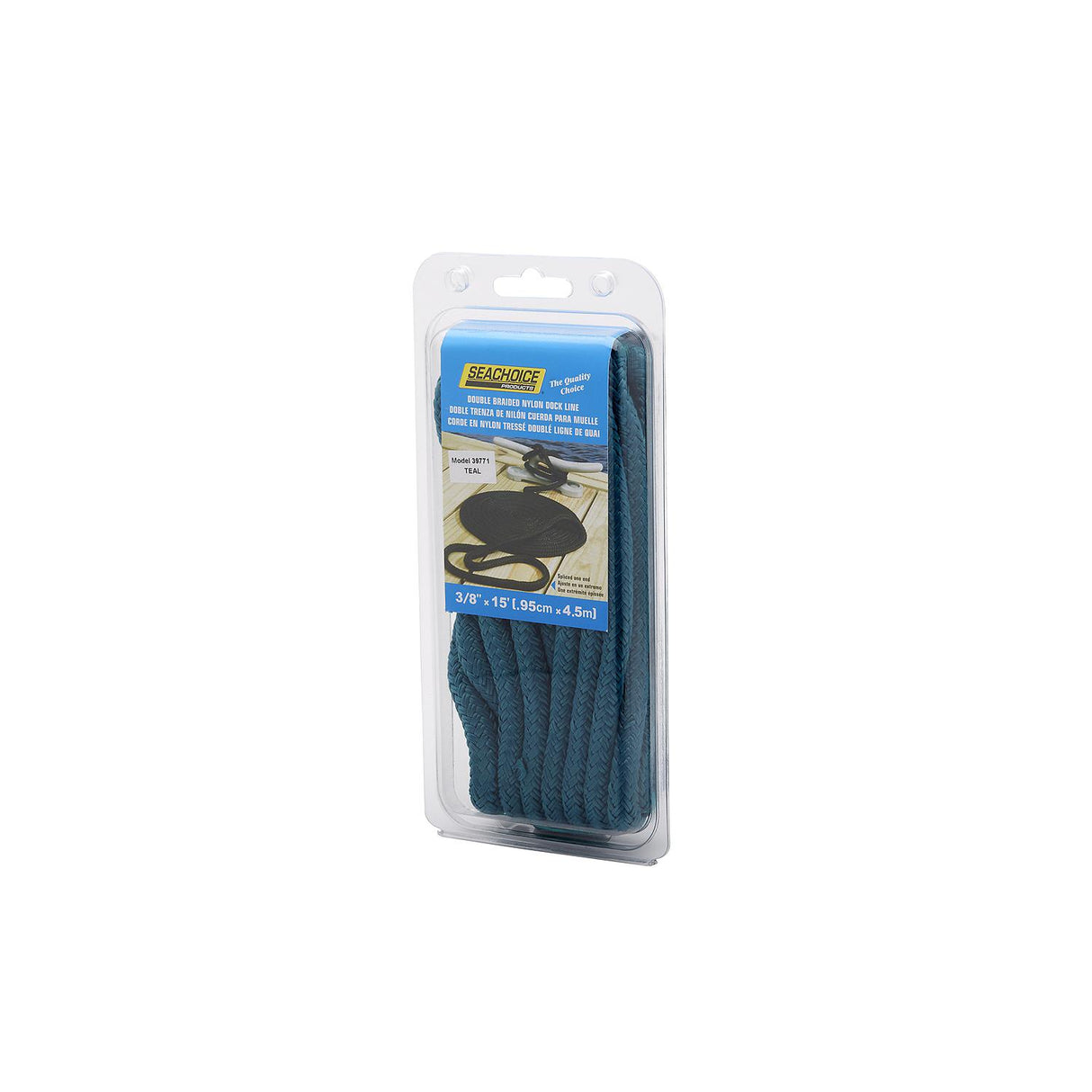 Seachoice - Double Braid Nylon Dock Line | Teal | 3/8" x 15' | 39771