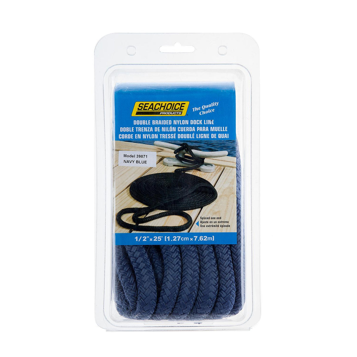 Seachoice - Double Braid Nylon Dock Line | Navy | 1/2" x 25' | 39871