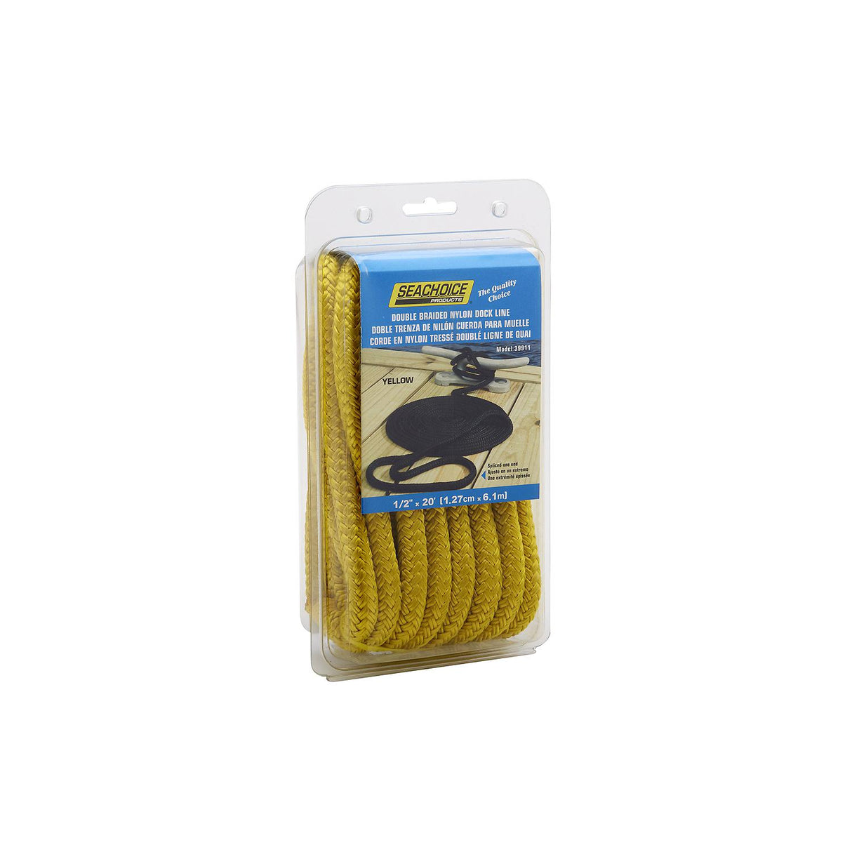 Seachoice - Double Braid Nylon Dock Line | Yellow | 1/2" x 20' | 39911