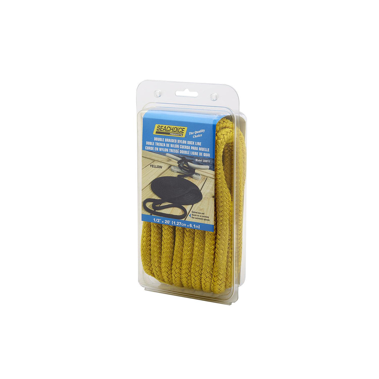Seachoice - Double Braid Nylon Dock Line | Yellow | 1/2" x 20' | 39911