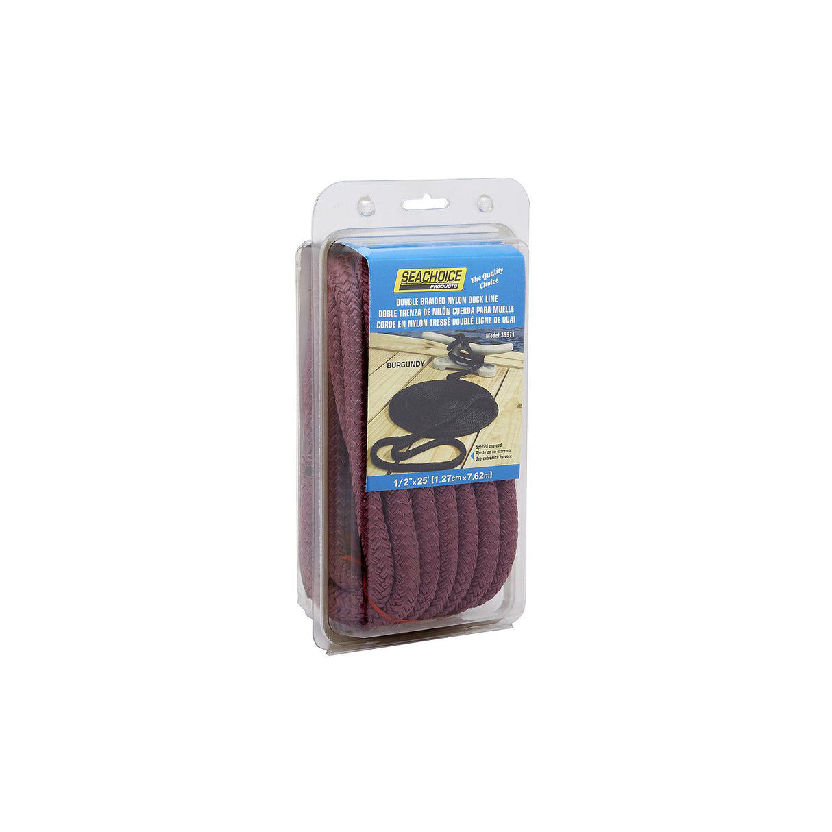 Seachoice - Double Braid Nylon Dock Line | Burgundy | 1/2" x 25' | 39971